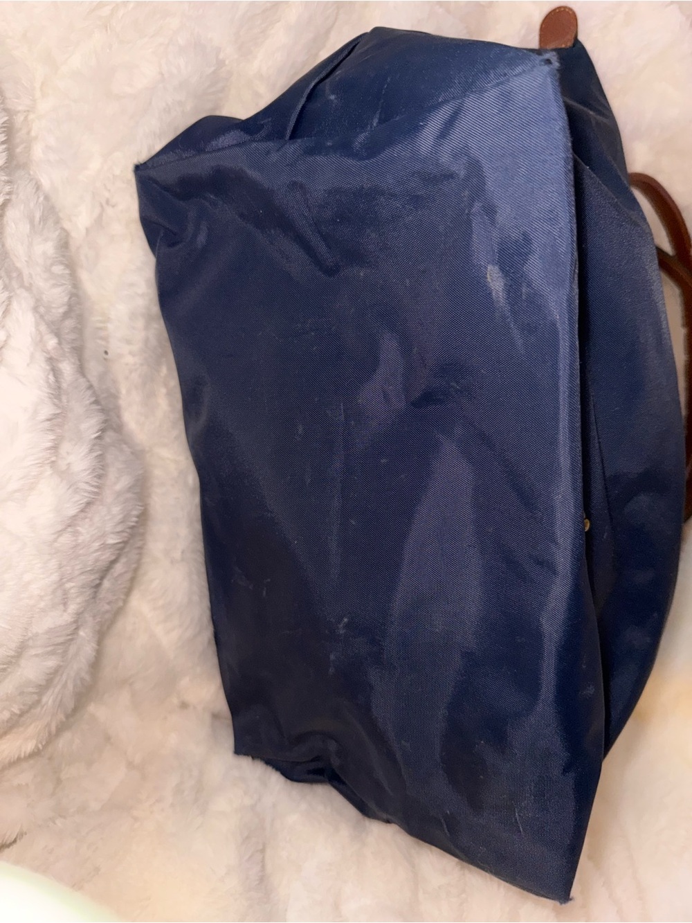 Longchamp Le Pliage Tote | Navy & Cognac Leather | Classic Medium - Picture 6 of 8